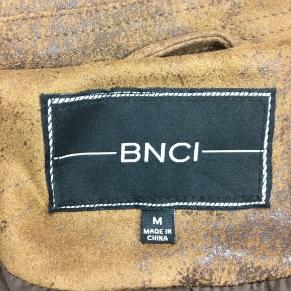 BNCI Faux Suede Asymmetrical Zip Long Sleeve Brown Moto Jacket Distressed Medium - Picture 8 of 9